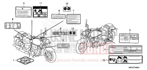 CAUTION LABEL VT750C8 de 2008